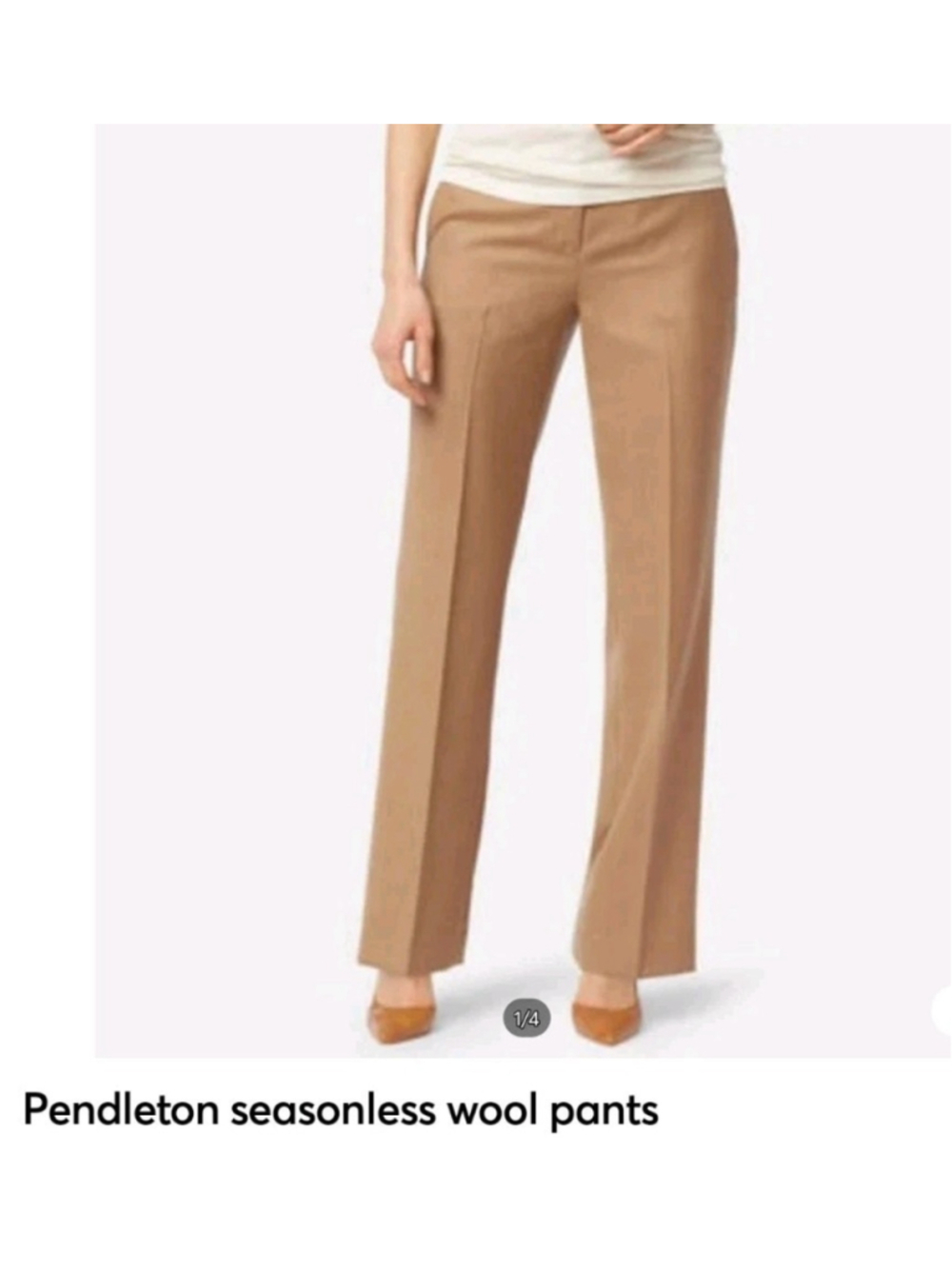 PENDLETON-Seasonless Lightweight Wool Trousers-Sz 2-Camel Side Slit Pockets-Mint